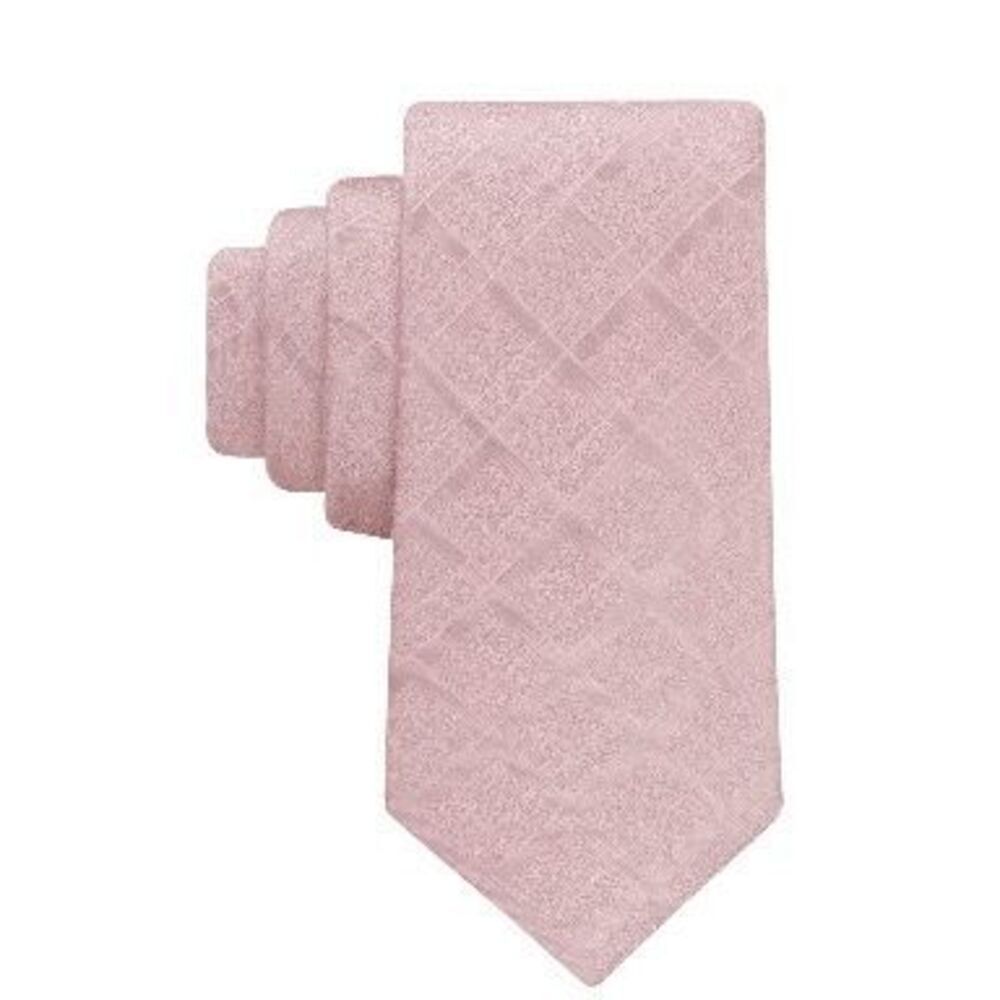 Calvin Klein NWT 3” Yves Grid Tie Pink OS